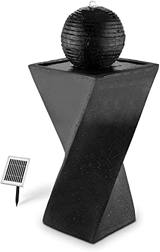blumfeldt Schönbrunn - Fontana a Sfera, per Interni ed Esterni, con Pannello Solare, Illuminazione LED, Fino a 8 Ore di Funzionamento autonomo, Nero