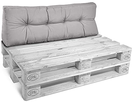Beautissu Rückenkissen Palettenkissen Outdoor gepolsterte Auflagen Lounge | 120x40cm Hellgrau für Europaletten Palettensofa Kissen Palettenmöbel Palettenpolster Paletten Palettenauflage Style