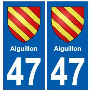 47 Aiguillon blason autocollant plaque stickers ville - Angles : droits