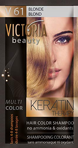 Victoria Beauty - Color Shampoo für coloriertes Haar mit Keratin, Tönungswäsche, Tönungsshampoo Ohne Ammoniak und Oxidantien blonde Farbe №61 (6 x 40ml)