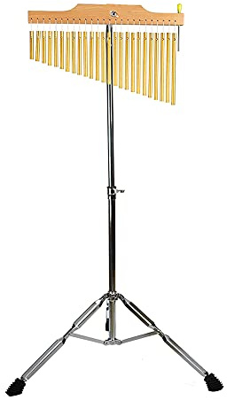 ENNBOM Bar Chimes with Adjustable Stand 25 Note 36 Note Single-row Wind Chime Musical Percussion Instrument (25 Note, Frosted gold)