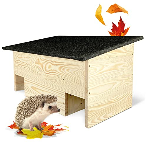 GARTENETAGE Igelfutterhaus ohne Boden aus Massiv-Holz/Igelhaus Winterfest, Katzensicher/Igelfutterhaus produziert in Deutschland & aus zertifiziertem Holz/Igel Futterstelle