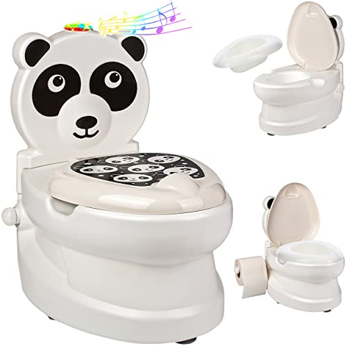 alles-meine.de GmbH Kindertoilette Spülgeräusch + Licht Effekt - Wasserspülung Modell wählbar Töpfchen/Nachttopf/Babytopf - mit Deckel - weiß - Musik - Toilettentrainer..