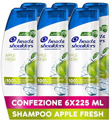 Head & Shoulders Apple Fresh Anti-Schuppen Shampoo für Haut und fettiges Haar, bis zum Schutz vor Schuppen, klinisch bewährt, dermatologisch getestet, 225 ml x 6