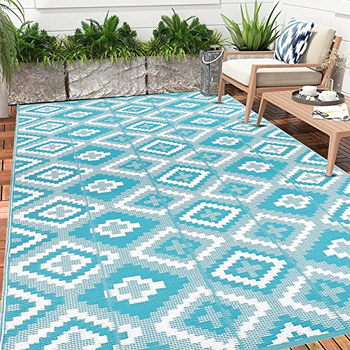 Enyhom Stor utomhusmatta 180 x 270 cm, vändbar vävd plastmatta, vattentäta campingmattor för trädgård, återvunnen, RV, uteplats, golvmatta för veranda, picknick, strand, släpvagn, husbil, balkong, BBQ
