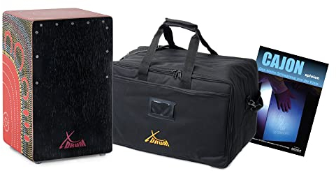 XDrum Design Series Cajon “Flower” - Handbemalte Designer-Cajon mit Dot Art-Blumen - Integrierter Bass Port - Korpus aus HPL - Snare-Effekt - inkl. Tasche und Cajon-Schule