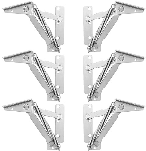 FUNSUEI 6 PCS Lift Up Flap Top Hinge, Sofa Bed Lifting Hinges, 80 Degree Cabinet Hinge, Steel Spring Hinges Folding Lift Up for Wardrobe, Cupboard, Furniture