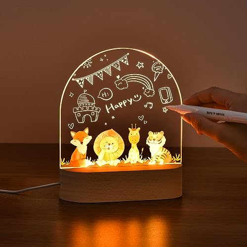 OTraki Luce Notturna Bambini Personalizzata, Luce Notturna Neonato Animale con Marcatore Lucina Notte Bambini USB Lampada Notturna LED Comodino di Natale Compleanno per Cameretta