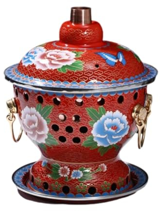 VIDECOR Chafing Dishes, Einzelperson, Kleiner Kupfertopf, Alter Pekinger Kleiner Dicker Kuh-Hot Pot, Chinesischer Traditioneller Cloisonné-Hot Pot, Kommerzieller Alkoholanteil,N