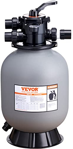 VEVOR Filtro de Arena, 16 Pulgadas, caudal de hasta 35 GPM, Sistema de Filtro de Arena para Piscina sobre el Suelo con válvula multipuerto de 7 vías, Filtro, retrolavado, Enjuague, recirculación