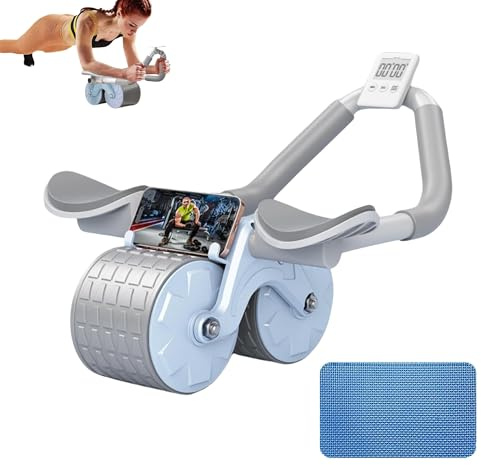 Ruote Abdominale con Rimbalzo Automatico. Rullo Addominale per ABS con Supporto per il Gomito. Allenamento a Casa con Ginocchiera e Cronometro Inclusi. Sport per Principianti a Casa.