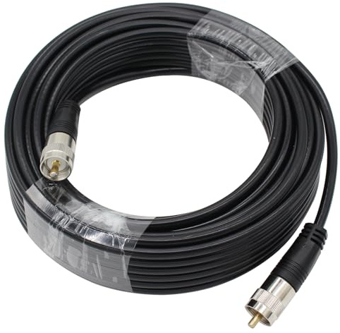 exgoofit RG8X Coaxial Cable 50ft (15m), CB Coax Cable, UHF PL259 Male to Male Coaxial Cable Connector for HAM Radio, Antenna Analyzer