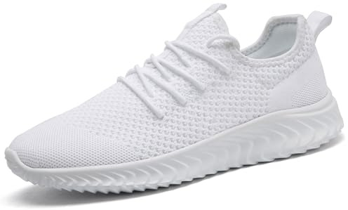 QIJGS Chaussures de sport pour homme - Chaussures de course à pied - Chaussures tendance - Chaussures de course sur route - Fitness - Jogging - Slip on Walking, A blanc., 46 EU