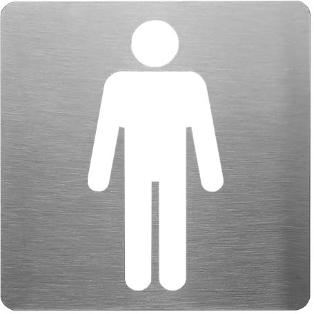 GUIZZO Creart - Targa Personalizzata Acciaio Inox per Locali Pubblici, Targhetta Personalizzata Bagno Uomo Targhetta Porta Ingresso Toilette e Servizi Igienici Locale Pubblico Made in Italy, 15x15H cm
