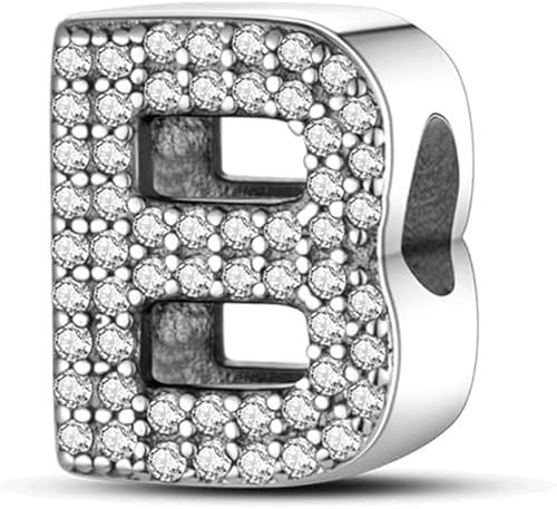 Symretie Damen Rose Gold Charm Anhänger mit Buchstaben A-Z Charms Kompatibel mit Europäischen Armbänder und Halskette