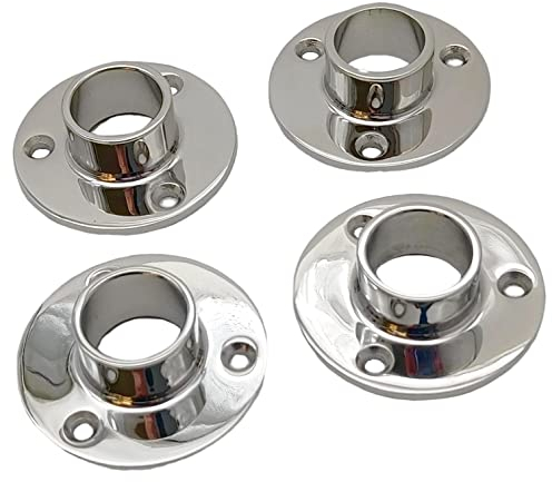WEbjay Flansch 4 STÜCKE Handlaufflansch Edelstahl Handlaufbasis Hochglanzpolierter Basisflansch Treppengeländer 25,4 mm Rohr Flansch
