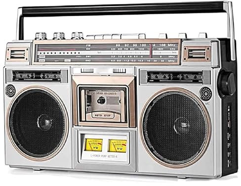 Registratore Portatile per Lettore di Cassette, Lettore di Nastri CD, Boombox Bluetooth retrò Anni '80 con Radio AM/FM, converte Le Cassette in USB/SD, Supporta l'ingresso SD/USB, per Viaggi di riu