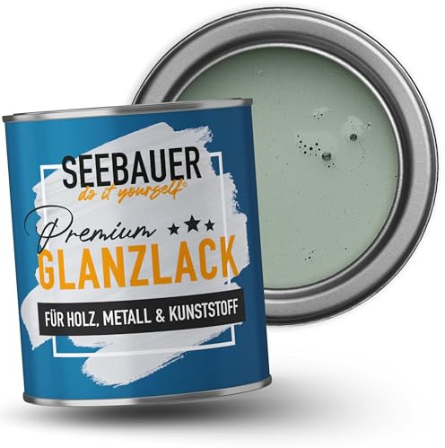 SEEBAUER diy Glanzlack Grün 375ml für Innen & Außen (No. 764 Nordic Wood) Möbelfarbe ohne Schleifen - Hybrid-Lack für Holz, Metall & Kunststoff - Holzlack, Möbellack hohe Deckkraft