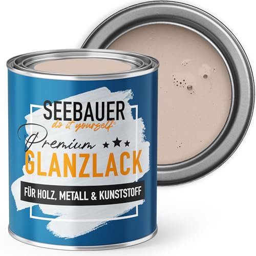 SEEBAUER diy Glanzlack Braun 375ml für Innen & Außen (No. 611 Hazel Eyes) Möbelfarbe ohne Schleifen - Hybrid-Lack für Holz, Metall & Kunststoff - Holzlack, Möbellack hohe Deckkraft