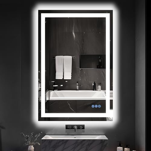 Antok 90x60cm LED Badezimmerspiegel mit Beleuchtung, dimmbarer beschlagfreier Smart-Spiegel mit 3 Farbtemperaturen, hohem CRI >90, Speicherfunktion, bruchsicherem Glas & ETL-Zertifizierung