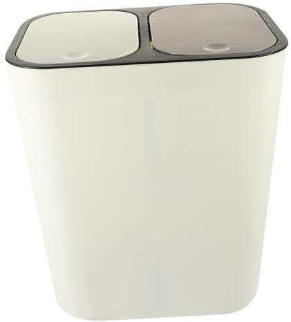 OKUMEYR Cubo De Basura Doble Con Tapa y Sistema De Presión Antideslizante Para Reciclaje Doméstico Versátil y Fácil De Limpiar
