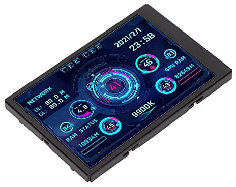 Pannello Sensore PC Mini Display USB per Monitoraggio della Temperatura della RAM della CPU in Tempo Reale, Layout Personalizzabili, per Display Esteso Host, Monitor IPS