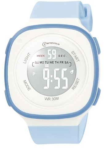 OFFCUP Montre Enfant, LED Montre-Bracelet pour Enfant, Montre Digitale Etanche à 30m, Montre Enfant Numériqueavec Silicone, Oreilles Montres pour Tout-Petits pour 3-11 Fille et Garçons (Bleu)