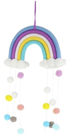 Abaodam Regenbogen-Verzierung Artifical Cloud clouso Babygeschenk Kinderzimmer große Wandtattoos Gänseblümchen Wandhängung Ornament gewebter Wandanhänger Baumwollseil Colorful