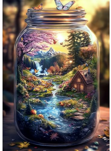 Yunlus Jigsaw Puzzle pour Adultes 1000 Pièces Impossible Difficile Puzzle pour Adultes Un Monde dans Une Bouteille Rêve De La Nature Puzzle 1000 Pièces 70 x 50 cm