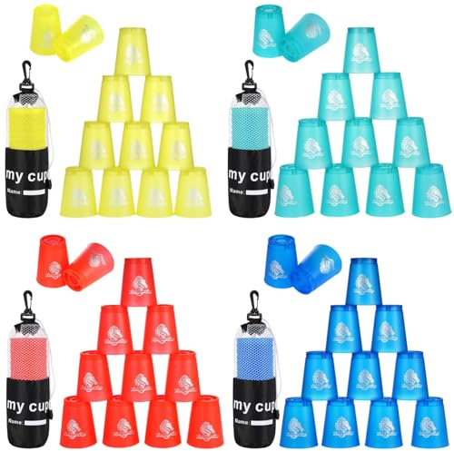 48 Stück Cups, Kunststoffbecher für Herausforderungsspiel, ideal für Jugendliche und Erwachsene, Rot, Blau, Grün, Gelb