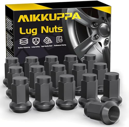 MIKKUPPA 3/8-24 ATV Wheel Lug Nuts, Black 16PCS Cone Seat Tire Lug Nuts