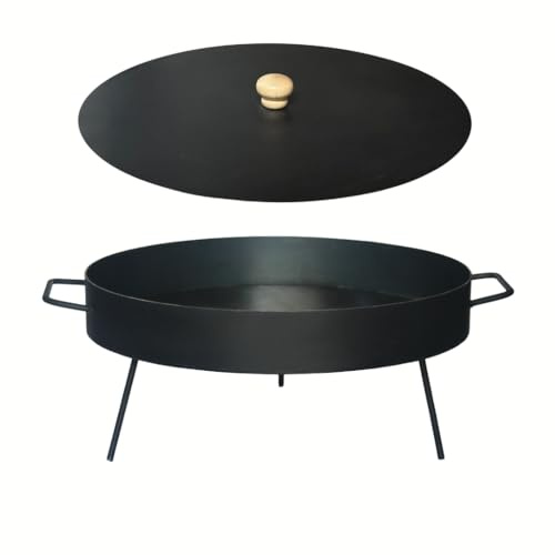 Genérico Disco De Arado Con Tapa Inoxidable Paellera Argentina de Acero al Carbono para Cocinar con Patas desmontables Varios tamaños Nic Store BBQ (50cm)