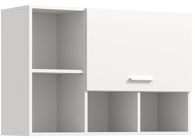 xonox.home – Armadio sospeso Free 95 x 64 x 34 cm in bianco – Armadio da parete per bagno, cucina o ripostiglio – Mobile superiore compatto con spazio di archiviazione, moderno e facile da pulire