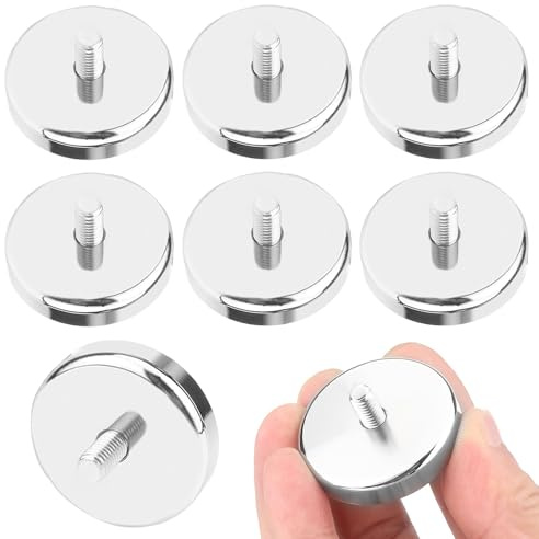 WIYETY 6 Stück Neodym Magnete: Magnet mit Gewinde, M6 Gewindebolzen 32mm Topfmagnet mit 36Kg Zugkraft Kleine Magnete für Schrauben Öse oder Haken, Runde Neodym Magnete mit Gewinde