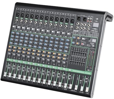 Mesa Mezclas DJ, XS12 Professal Stage Mixer Band Wedding Performance con reproducción USB Bluetooth de 12 canales