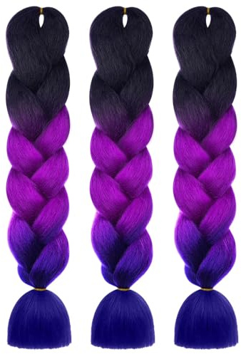 AUYAO Rajout Cheveux Tresse, 3PCS Jumbo Braids Meches, 61cm Extension de Cheveux de Fibre Synthétique pour Crochet Twist Tressage