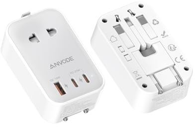 Adaptador de Enchufe de Viaje para Todo el Mundo, Adaptador Universal con USB C (PD 20 W), Adaptador de Enchufe Internacional para EE. UU./Reino Unido/UE/Australia/Japón