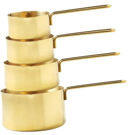Veemoon Lot de 4 Cuillères Doseuses en Acier Inoxydable Doré Ustensiles Cuisine de 4 Tailles Cuillères de Mesure pour Pâtisserie Cuisine Multi-Usages pour Usage Domestique