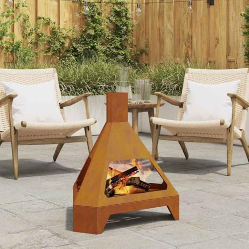 Braciere da camino, in acciaio, 50 x 43 x 52 cm, per campeggio, picnic, falò, terrazza, giardino, facile da trasportare