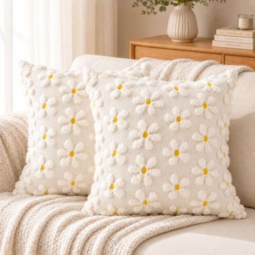 2er Set Kissenbezug Blumen,40x40 cm Kissenhülle Blume,Kissenbezug Kordsamt,Kissenhülle Wohnzimmer Deko,Zierkissenbezug Dekokissen mit Blumen,Sofakissen Blume für Sofa Sessel Zuhause Schlafzimmer