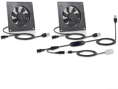 Ventilador de refrigeración controlado por temperatura USB, 10 velocidades 0-60C ajustable, ventilador de componentes electrónicos silencioso de 4/6 pulgadas con motor impermeable IPX5 para estante de