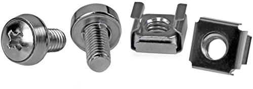 StarTech.com M6 Screws and Cage Nuts - 50 Pack - M6 Mounting Screws and Cage Nuts for Server Rack and Cabinet - Silver (CABSCREWM62)