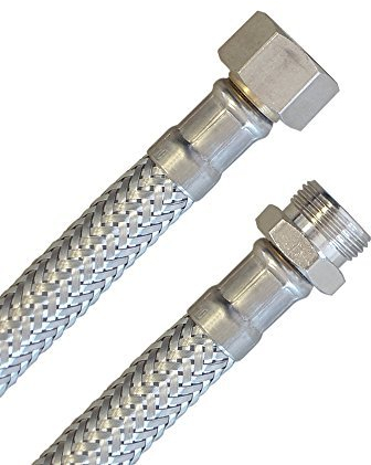 H2O-Flex® Panzerschlauch 3/8 Überwurfmutter x 3/8 Außengewinde, IG/AG Flexschlauch DN8 Verbindungsschlauch für Armatur Sanitär Schlauch mit Trinkwasserzulassung 200mm