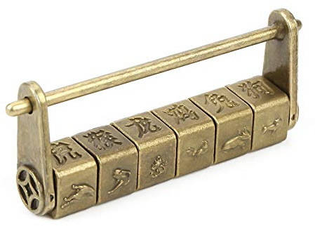 Retro Vorhängeschloss, Antiken-Stil Wetterfestes Chinesisches Zahlenschloss für Schmuckschatulle/Schublade/Schrank/Geschenkbox/Koffer etc.Chinesische Zeichen als Passwort