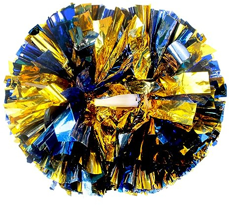 Hooshing 2PCS Blue and Gold Pom Poms Cheerleading with Baton Handle for Team Spirit Sports Dance Cheering