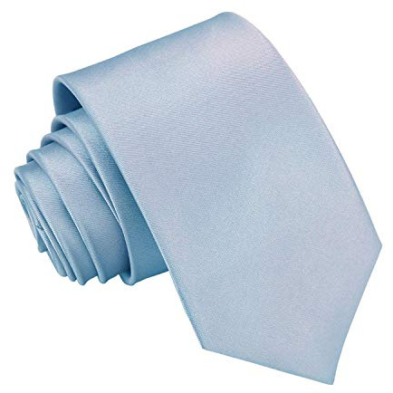 DQT Cravate unie en satin pour garçon 7–12 ans – Mariage formel, Bleu poudré, S