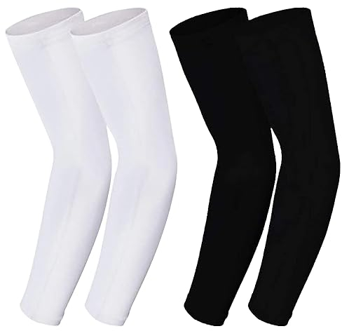 2XK-NOV 2 Paar Unisize Hochwertige Rutschfeste Kompressions Armstulpen für Männer und Frauen, UPF50+, Gaming Arm Sleeves, Volleyball Armschoner (Schwarz+Weiß)