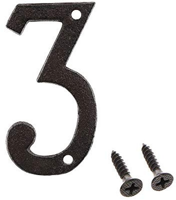 Numéros et lettres de maison en fer - Vintage - Numéro d'adresse en fonte - Numéro de porte en métal massif - Vis assorties incluses - Numéro 3