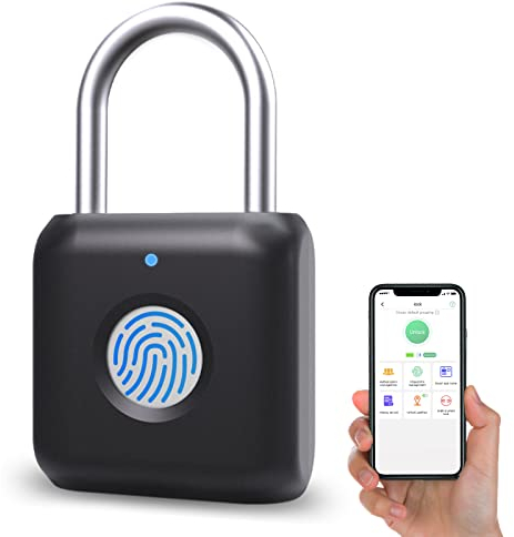 Eseesmart Small Biometric Padlock - Keyless USB Charging Smart Lock for Gym Locker, Luggages & Suitcases