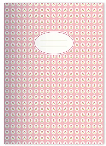 Kartenkaufrausch 2x Schöne Vintage Mädchen DIN A5 Schulhefte, Schreibhefte mit kleinem Pastell Blumen Muster in Rosa Lineatur 4 (liniertes Heft)